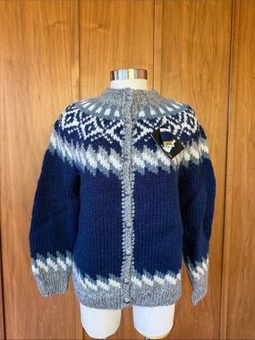 Hilda Ltd. Navy and Gray Nordic Wool Cardigan